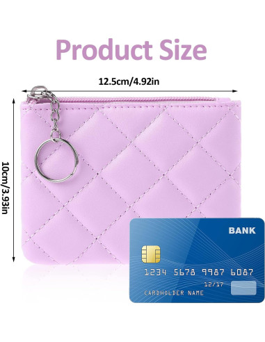 Monedero TIESOME Bordado de Rombo PU Púrpura 12.5x10cm