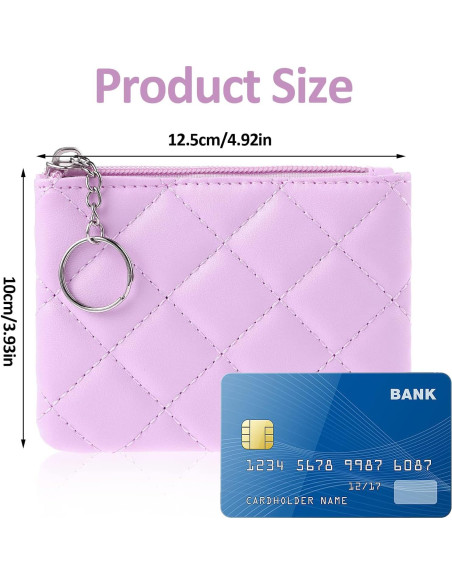 Monedero TIESOME Bordado de Rombo PU Púrpura 12.5x10cm