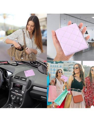 Monedero TIESOME Bordado de Rombo PU Púrpura 12.5x10cm