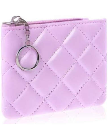 Monedero TIESOME Bordado de Rombo PU Púrpura 12.5x10cm