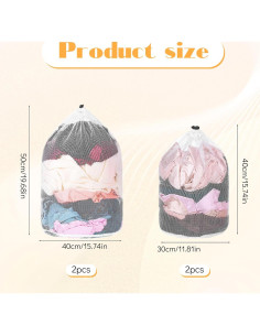 Bolsas de Lavandería de Malla ElevateTech 4 Pcs con Cierre 2