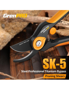 Tijeras de Poda Bypass GRENPRO 21.8 cm Acero SK-5 Antioxidante 2