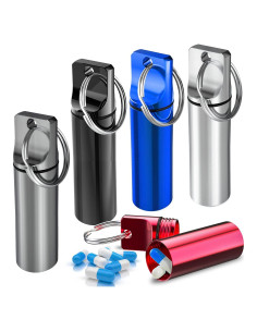 Portapíldoras de Llavero EZLAD - Paquete de 5, Aluminio a Prueba de Agua