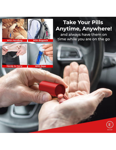 Portapíldoras de Llavero EZLAD - Paquete de 5, Aluminio a Prueba de Agua