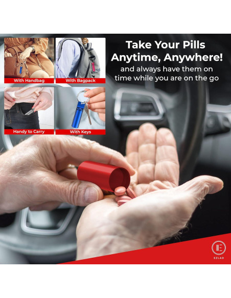 Portapíldoras de Llavero EZLAD - Paquete de 5, Aluminio a Prueba de Agua