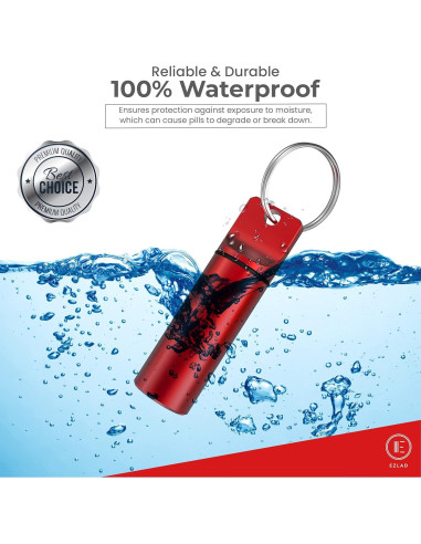Portapíldoras de Llavero EZLAD - Paquete de 5, Aluminio a Prueba de Agua