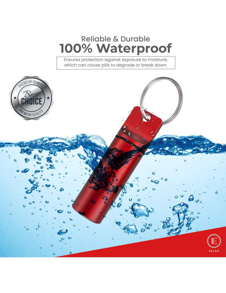 Portapíldoras de Llavero EZLAD - Paquete de 5, Aluminio a Prueba de Agua