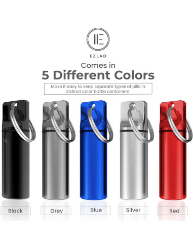 Portapíldoras de Llavero EZLAD - Paquete de 5, Aluminio a Prueba de Agua