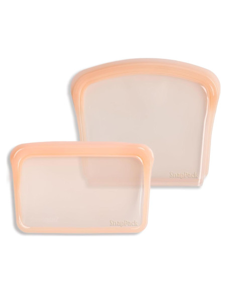 Bolsas Reutilizables SnapPack MODERN-X 2-Pack Silicona Durazno