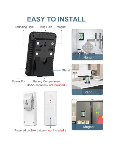 Termómetro Digital Inalámbrico Ankilo con 2 Sensores y Alarma