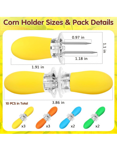 10 Pares Sujetadores de Mazorcas de Maíz AUGHOA, Acero Inoxidable
