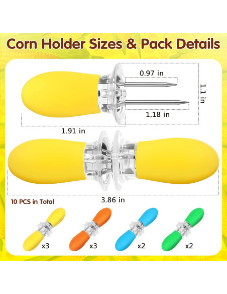 10 Pares Sujetadores de Mazorcas de Maíz AUGHOA, Acero Inoxidable