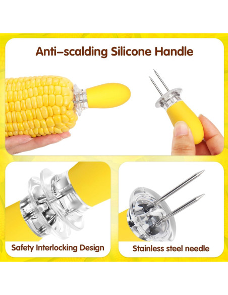 10 Pares Sujetadores de Mazorcas de Maíz AUGHOA, Acero Inoxidable