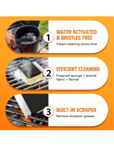 Cepillo Limpiador de Parrilla Sin Cerda MEKER Negro 4 Unidades 2