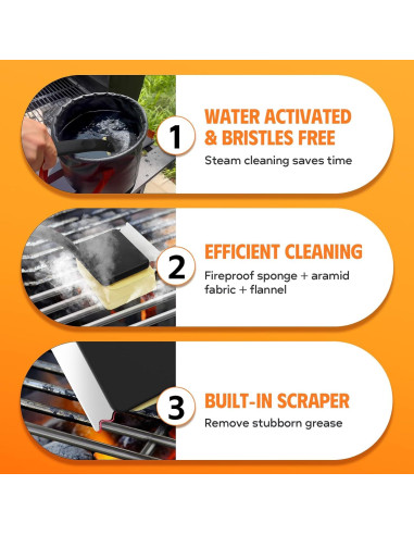 Cepillo Limpiador de Parrilla Sin Cerda MEKER Negro 4 Unidades