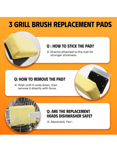 Cepillo Limpiador de Parrilla Sin Cerda MEKER Negro 4 Unidades