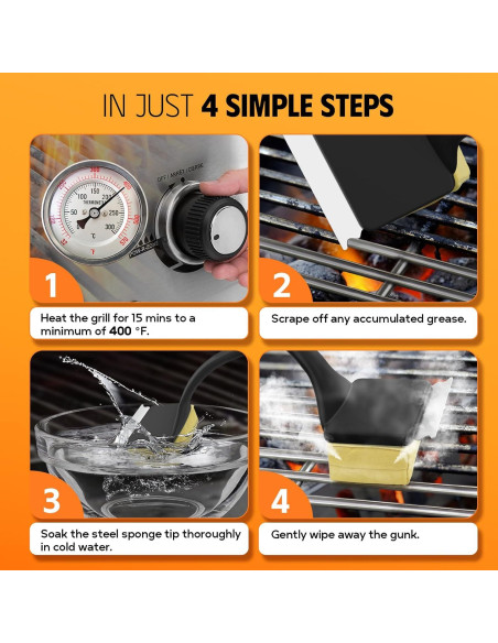 Cepillo Limpiador de Parrilla Sin Cerda MEKER Negro 4 Unidades