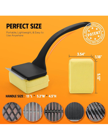 Cepillo Limpiador de Parrilla Sin Cerda MEKER Negro 4 Unidades