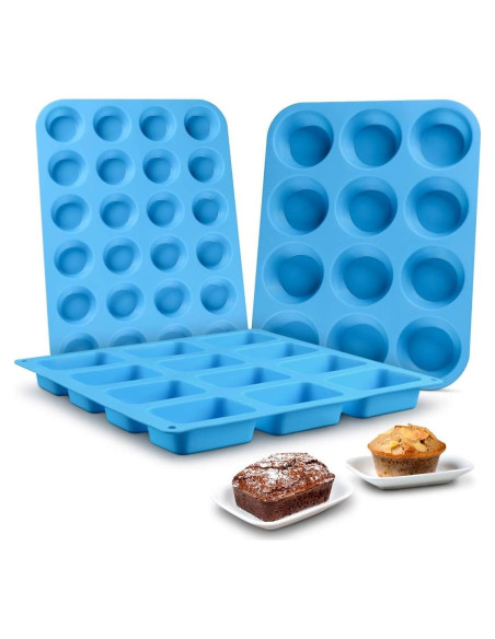 Molde de Silicona para Muffin CAKETIME - 3 Piezas 12 y 24 Tazas