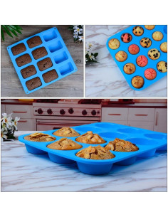 Molde de Silicona para Muffin CAKETIME - 3 Piezas 12 y 24 Tazas 2