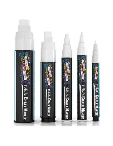 Marcadores de Tiza Líquida Blanca CORONA TIZA 5 Piezas