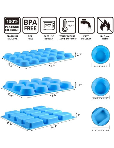 Molde de Silicona para Muffin CAKETIME - 3 Piezas 12 y 24 Tazas
