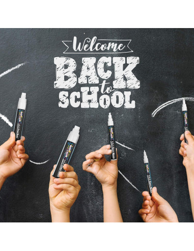 Marcadores de Tiza Líquida Blanca CORONA TIZA 5 Piezas