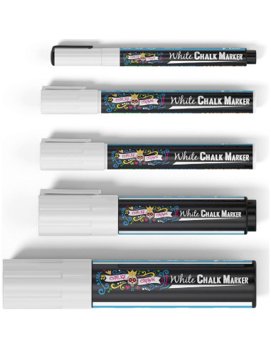Marcadores de Tiza Líquida Blanca CORONA TIZA 5 Piezas