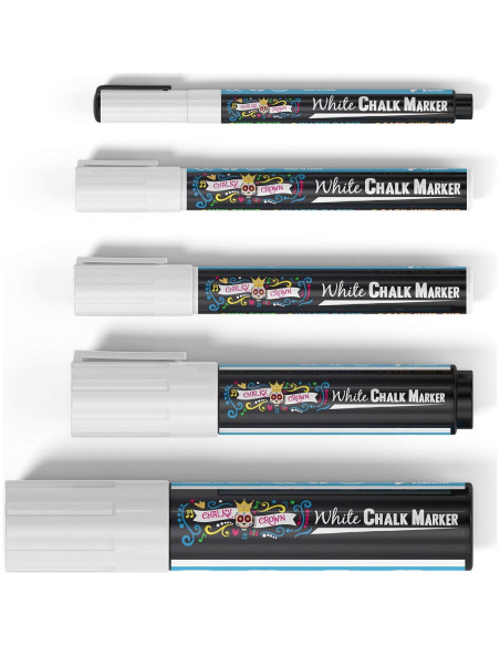 Marcadores de Tiza Líquida Blanca CORONA TIZA 5 Piezas
