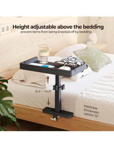 Estante Lateral Ajustable Wealone de Bambú para Cama