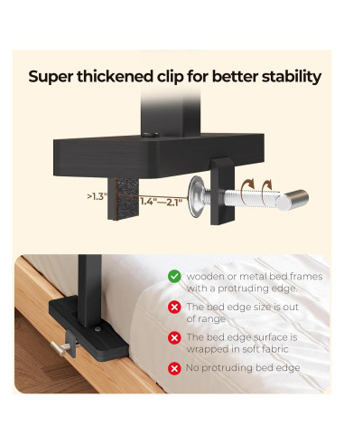 Estante Lateral Ajustable Wealone de Bambú para Cama