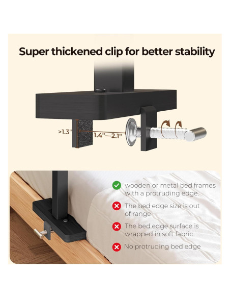 Estante Lateral Ajustable Wealone de Bambú para Cama