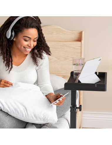 Estante Lateral Ajustable Wealone de Bambú para Cama