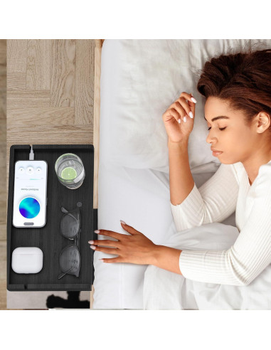 Estante Lateral Ajustable Wealone de Bambú para Cama