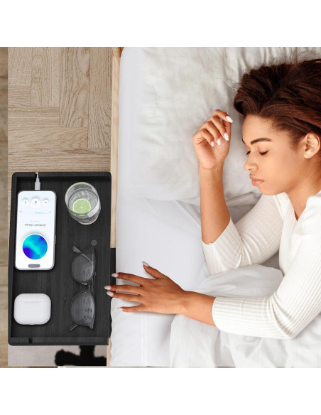 Estante Lateral Ajustable Wealone de Bambú para Cama