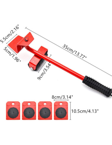 Juego de herramientas para mover muebles OUKEYI 5 pcs 150kg