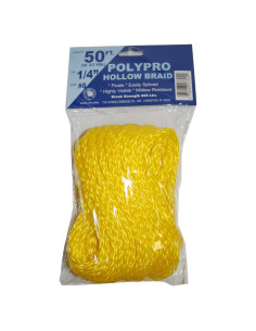 Cuerda Trenzada Hueca 1/4" 50 pies Polipropileno T.W. Evans Amarillo