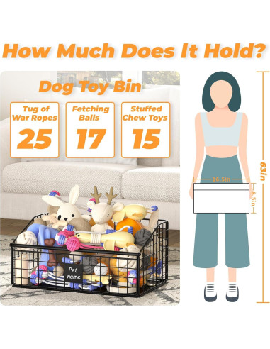 Caja de Almacenamiento de Juguetes para Perros Foellstoe 41.91x27.43x21.59cm