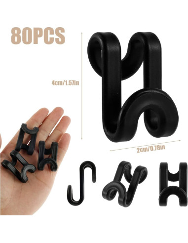 Ganchos Conectores para Perchas LGHWKETH 160 PCS Negro