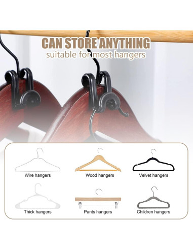 Ganchos Conectores para Perchas LGHWKETH 160 PCS Negro