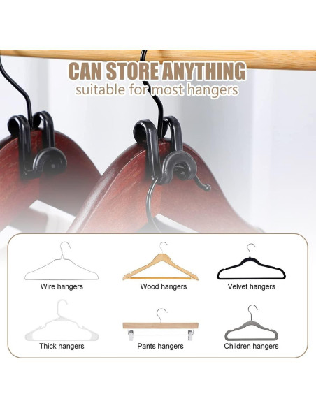 Ganchos Conectores para Perchas LGHWKETH 160 PCS Negro