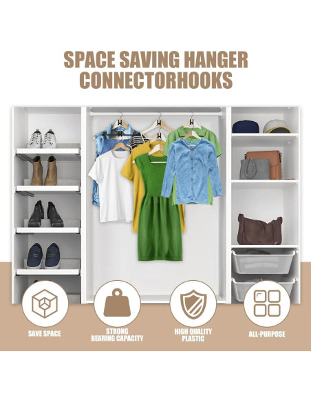 Ganchos Conectores para Perchas LGHWKETH 160 PCS Negro