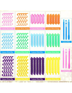 60 Rulos de Ondas Sin Calor Giegxin - 30/45/56 cm Reutilizables 2