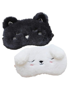 Máscara de Sueño Gato Negro y Perro Blanco Shinywear 2 Pcs