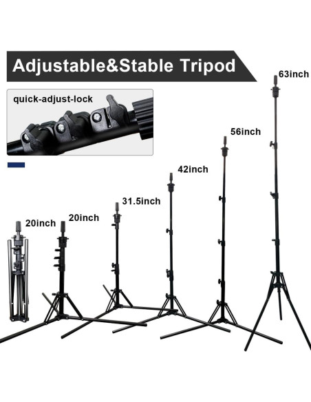 Soporte de Peluca Tripode Ajustable SZCY 43-160 cm Plegable