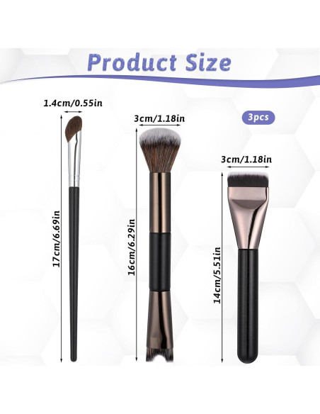 Juego de 3 Pinceles para Contorno de Nariz FdcZeyxior