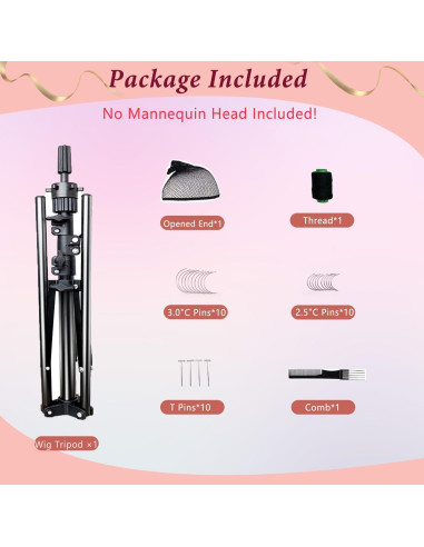 Soporte de Peluca Tripode Ajustable SZCY 43-160 cm Plegable