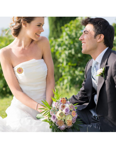 36 Broches de Flores Vintage con Rhinestone para Mujeres - Joyería Retro