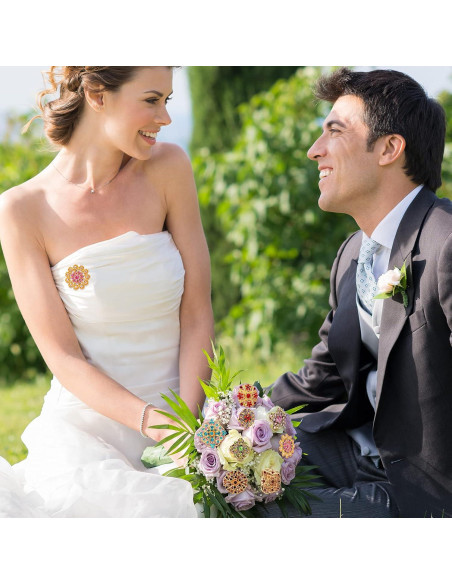 36 Broches de Flores Vintage con Rhinestone para Mujeres - Joyería Retro