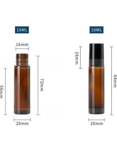 Botellas de Rodillo de Vidrio 10ml WsjiaboFux - 6 Pcs Rellenables